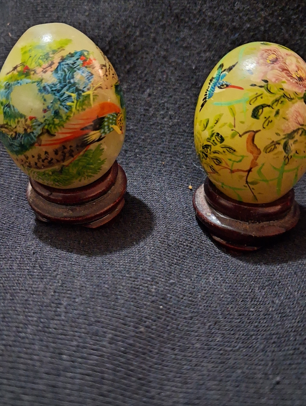 Vintage, Hand-Painted Jade Decorative Chinese Eggs